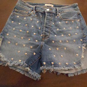 Good American distressed heart denim jean shorts!